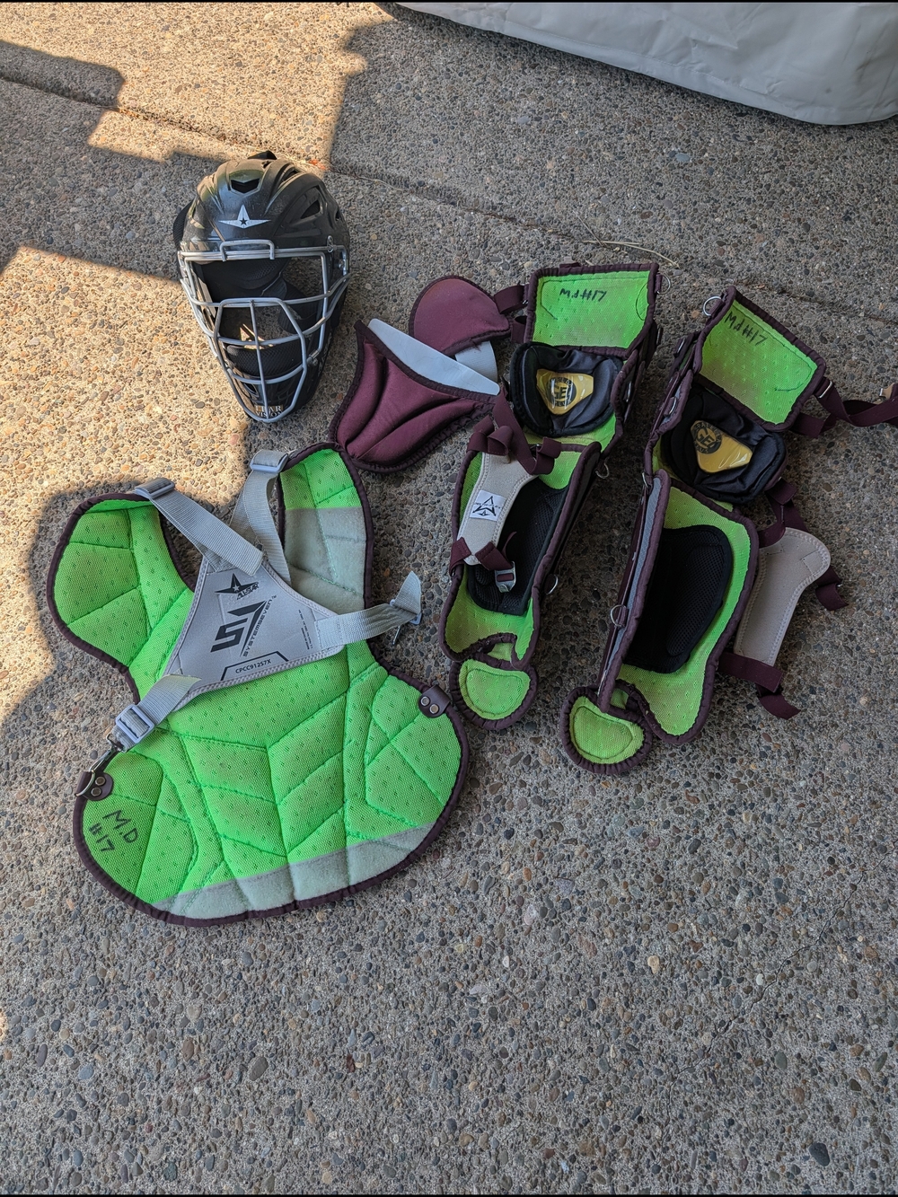 All Star S7 Youth Catcher's Gear Set Maroon